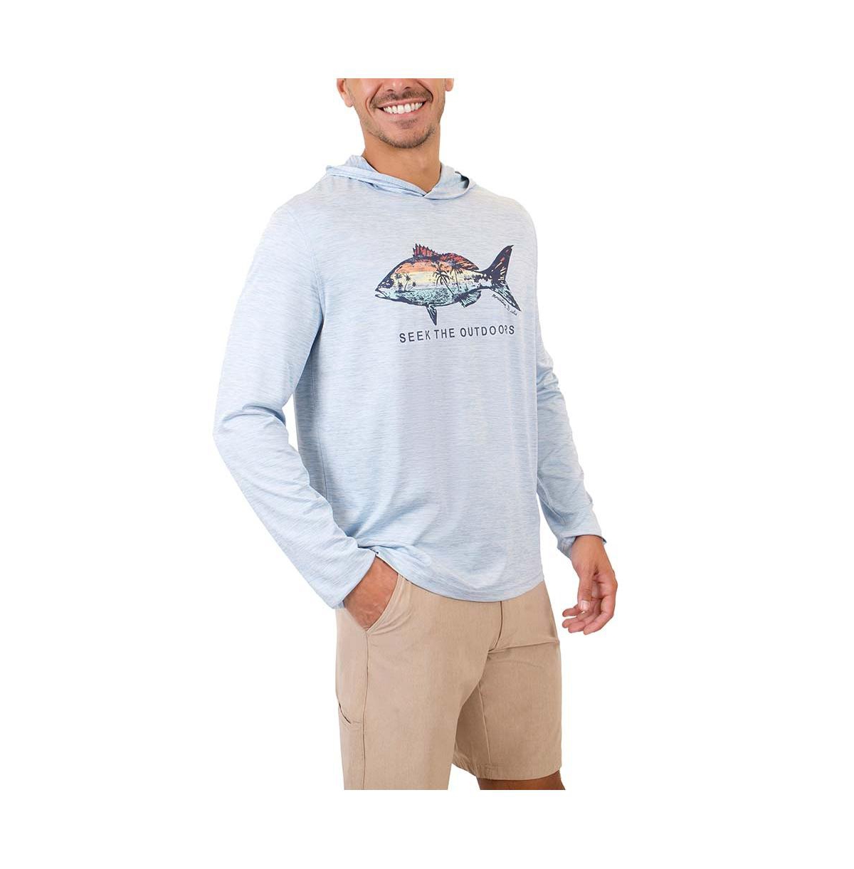 Men's Sun Protection Yellowtail Graphic Hoodie - Clear sky space dye