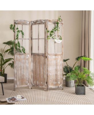 6FT Retro 3-Panel Room Divider Folding Privacy Screen Freestanding Wall Divider