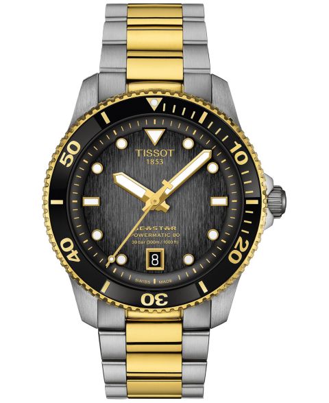 Мужские часы Tissot Swiss Automatic Seastar 1000 Powermatic 80 Two-Tone Stainless Steel Bracelet Watch 40mm