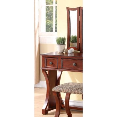 Streamdale Cherry MDF Vanity Set with Mirror, Stool & Drawers