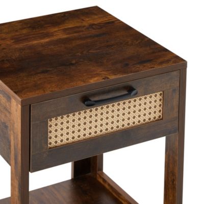  Rattan End Table with Drawer