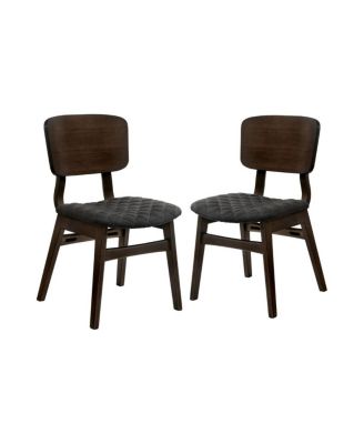 Walnut Finish Mid-Century Side Chairs with Fabric Seat