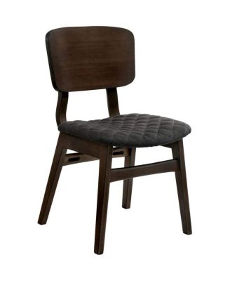 Walnut Finish Mid-Century Side Chairs with Fabric Seat