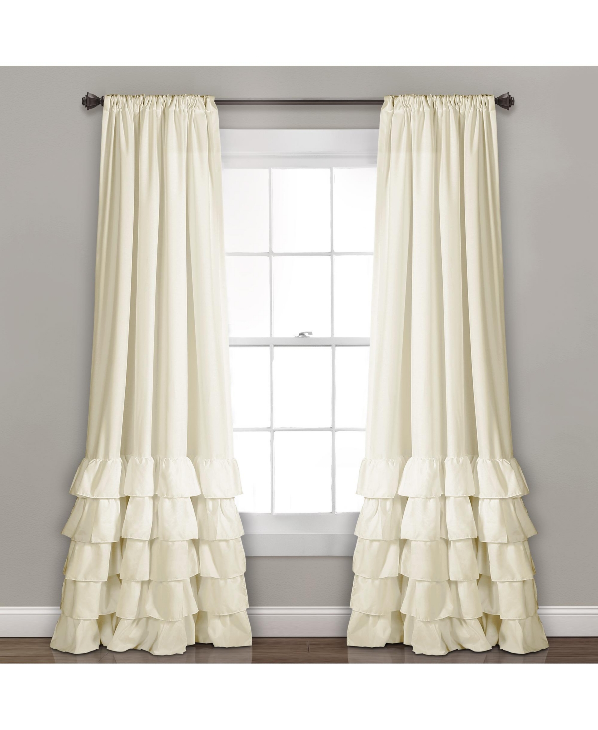 Allison Ruffle Window Curtain Panels - Ivory