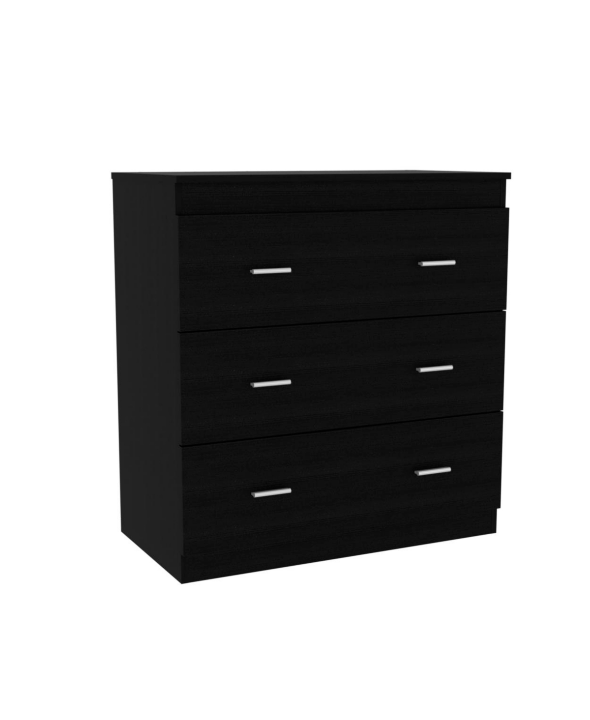 Georgia Three Drawer Dresser, Metal Handles, Superior Top - Black - Black