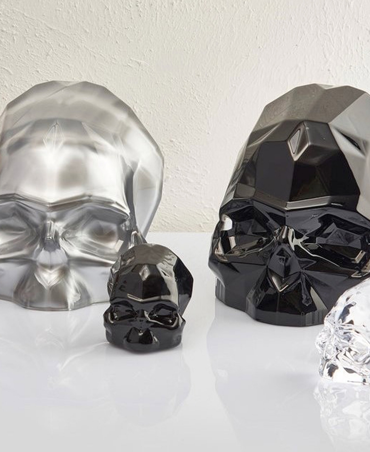 Nude Glass Memento Mori Faceted Skull Head Decor,