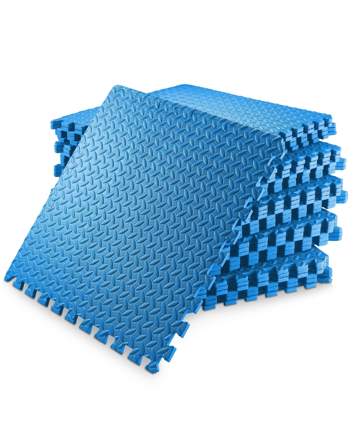 Pack of 30 Exercise Flooring Mats - 24 x 24 Inch Foam Rubber Interlocking Puzzle Floor Tiles - Blue - Blue