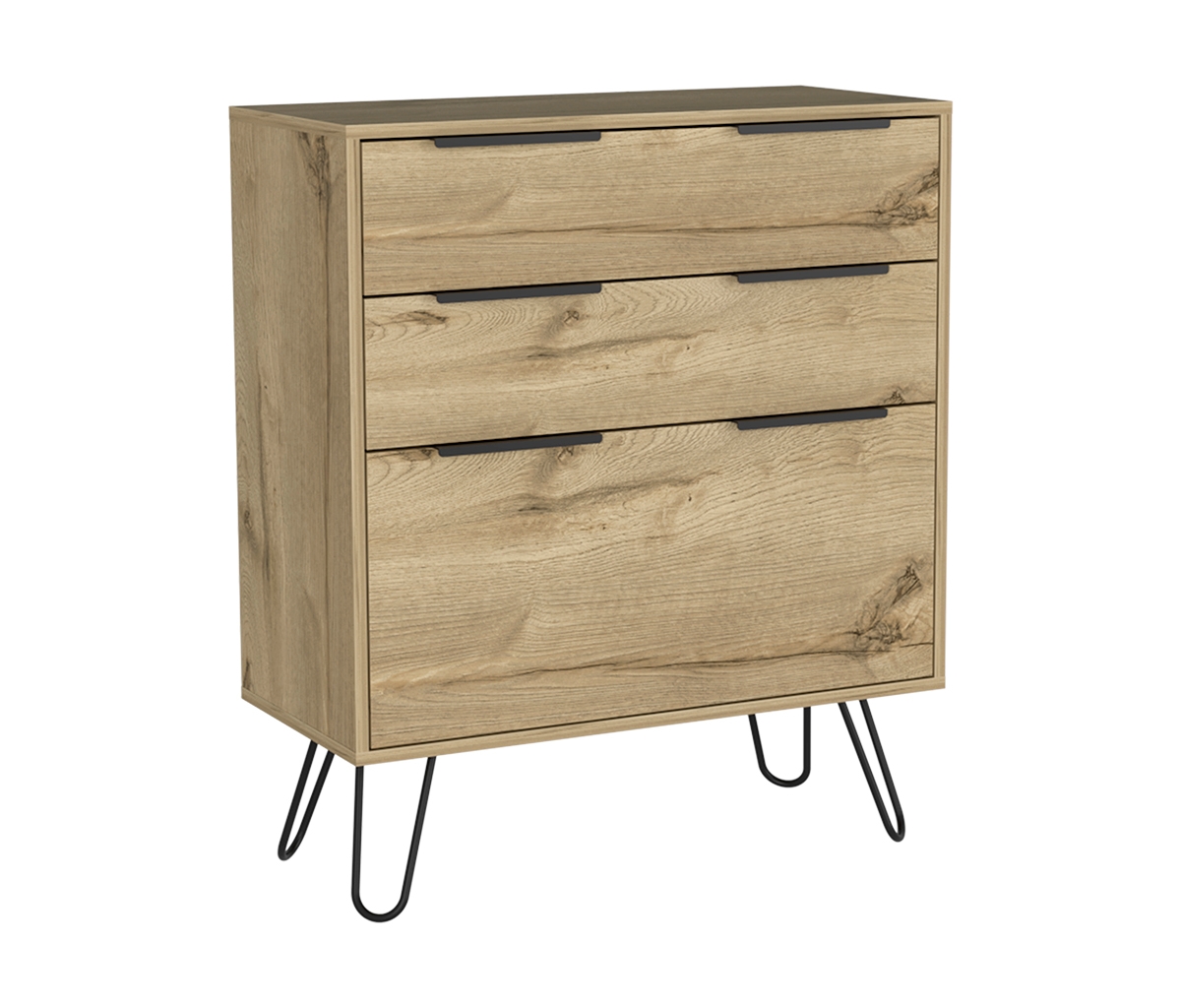Streamdale Furniture Augusta Dresser, Hairpin Legs, Three Drawers, Superior Top - Light Oak