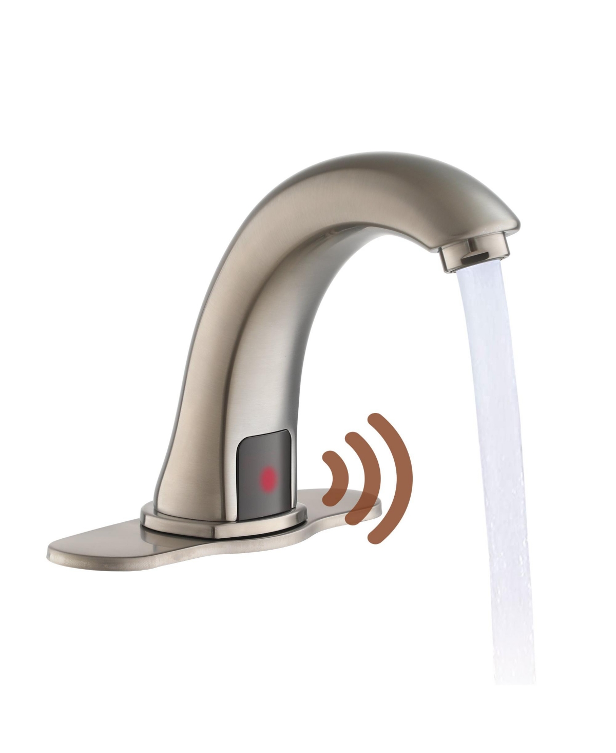 Mondawe Single Hole Touchless Bathroom Sink Faucet Sensor Basin Faucet with Deck Plate