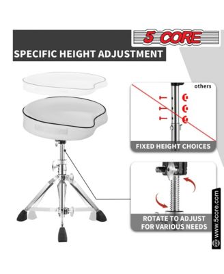 Drum Throne Padded Guitar Stool Swivel Height Adjustable Ergonomic Music Chair For Adults And Kids w Anti Slip Rubber Feet - DS CH WH SDL HD