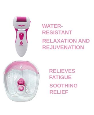 Ultimate Foot Care Bundle: Foot Spa Massager with Tea Tree Oil Foot Salt Scrub, Battery Operated Callus Remover, Foot Spa, and Foot Smoother