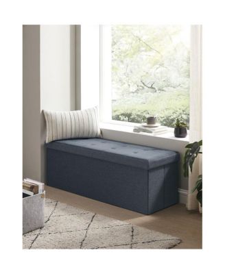 Folding Storage Ottoman Bench with Divider and Lid for Bedroom or Living Room