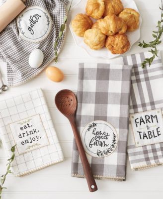 Home Sweet Farmhouse Kitchen Collection, Dishtowel Set, 18x28", Gray, 4 Count