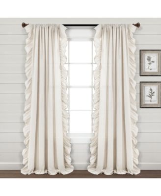 Linen Ruffle Window Curtain Panel