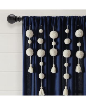 Boho Pom Pom Tassel Linen Window Curtain Panel