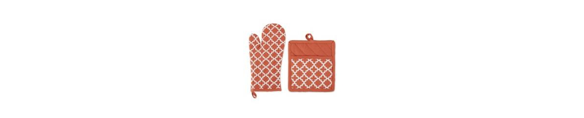Design Imports Lattice Basics Collection Kitchen Essentials, Oven Mitt Potholder Set, Spice, 2, Piece In Spice