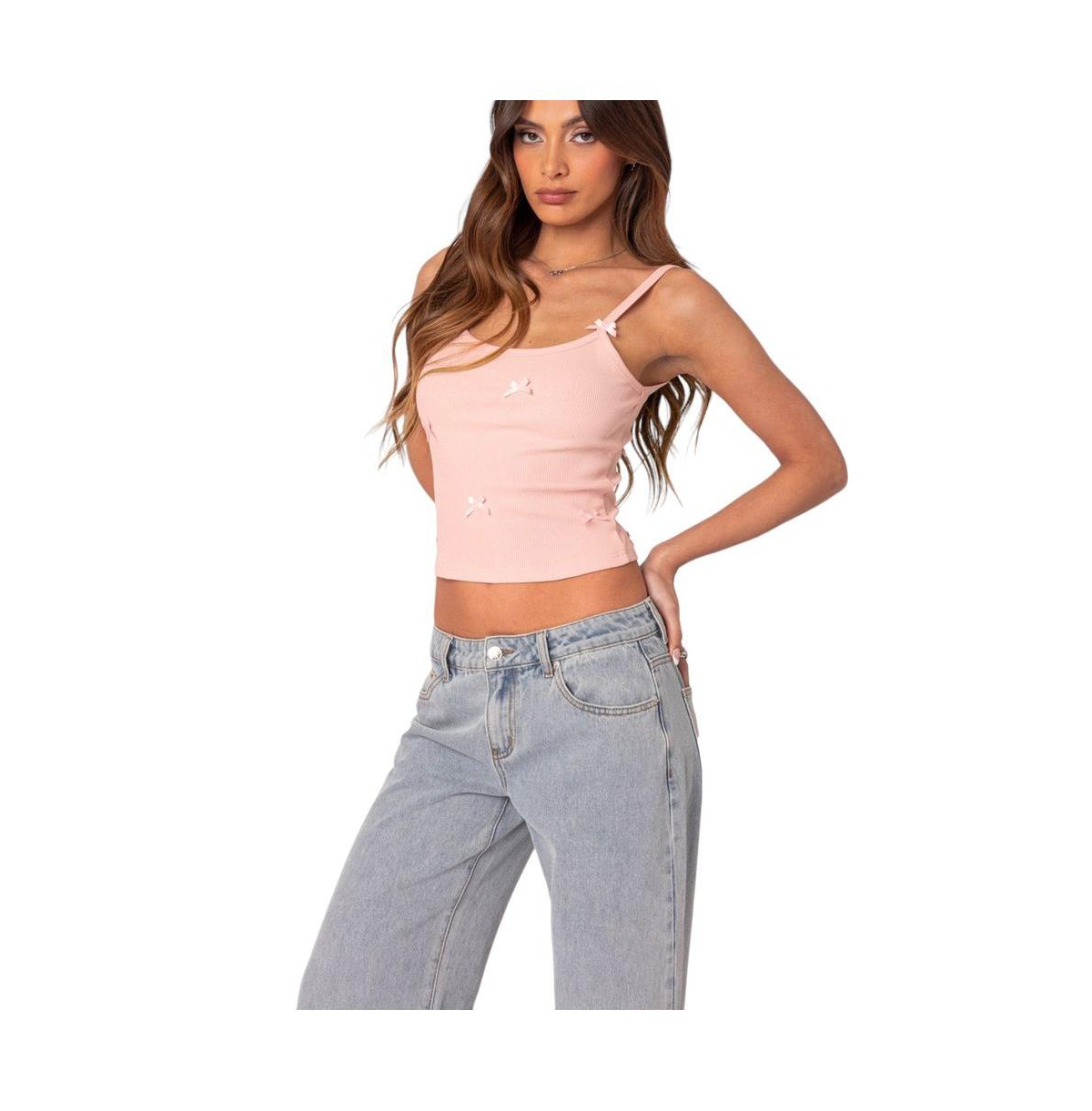 Edikted Women's Emilia Ribbed Bow Tank Top