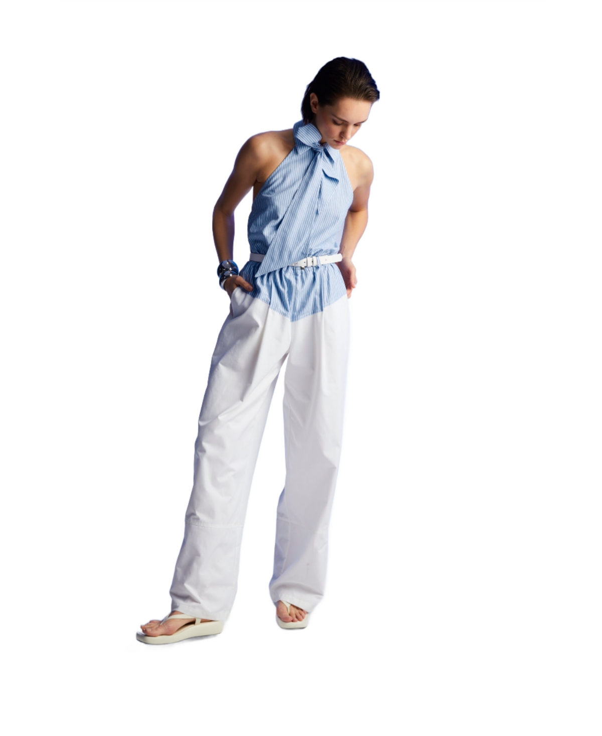 Women's Jumpsuit with Tie - Multi-colored