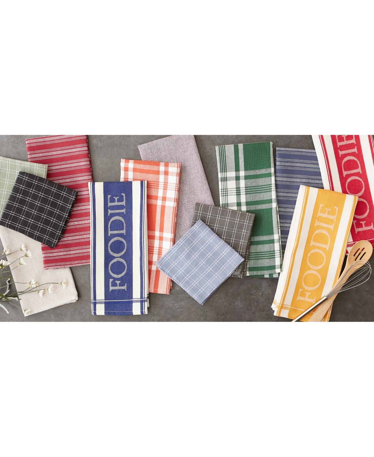 Design Imports Everyday Collection Foodie Kitchen Set, Dishtowel Dishcloth, Red, 5 Piece In Red