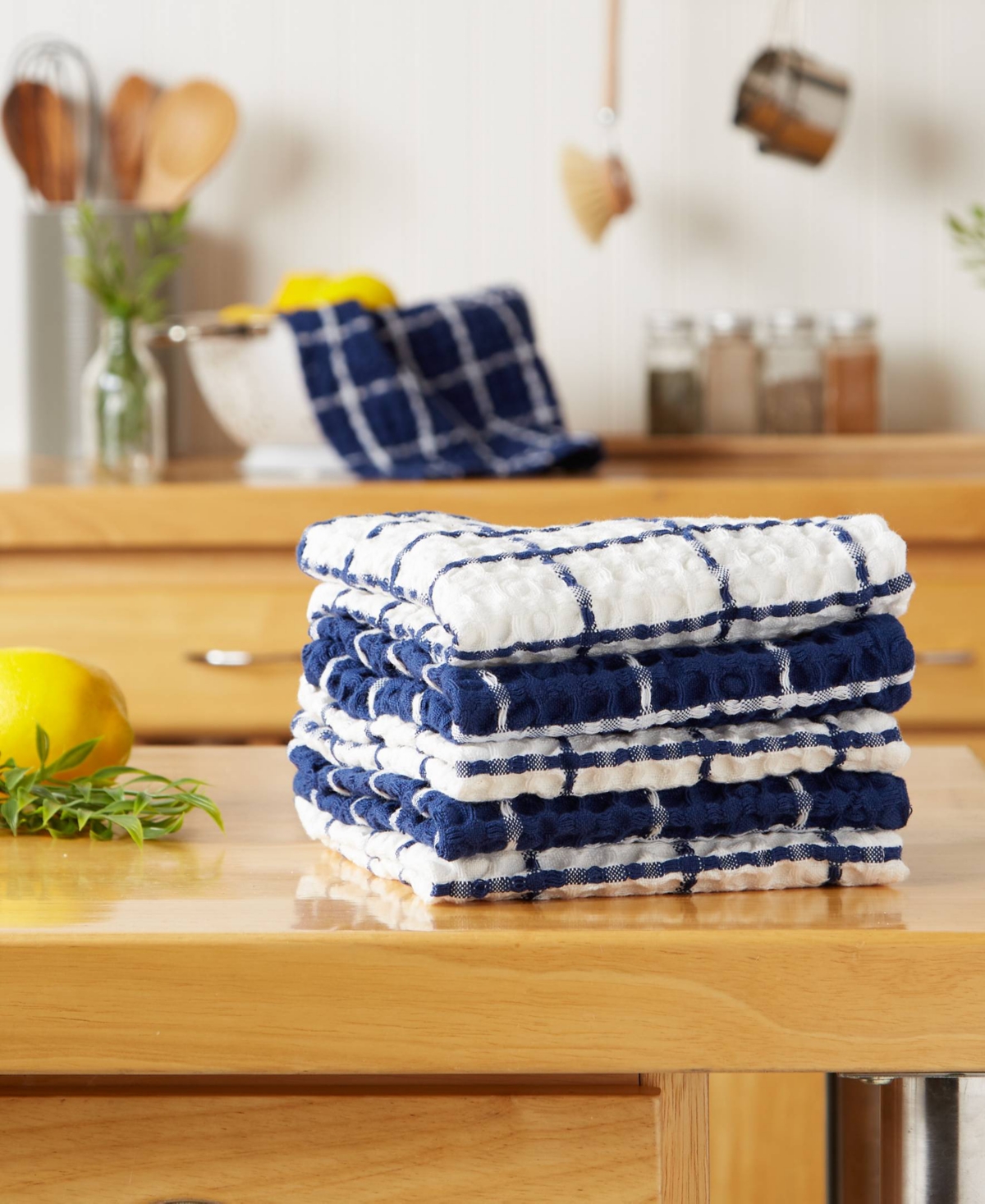 Design Imports Washed Waffle Collection Oversized Preshrunk Ultra Absorbent, Dishcloth Set, 12x12