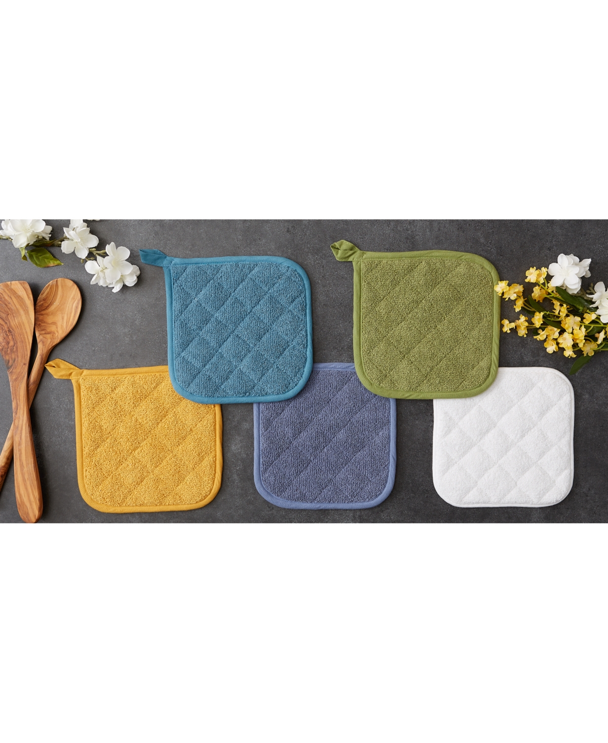 Design Imports Basic Kitchen Collection, Quilted Terry, Storm Blue, Potholder In Storm Blue