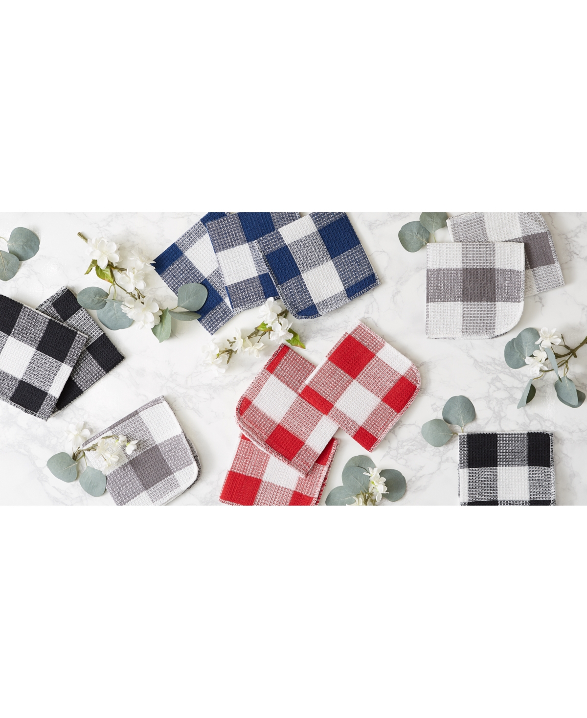 Design Imports Scrubber Dishcloths Collection Windowpane Dishrag Set, 12x12", Black Buffalo Check, 6 Piece In Black Buffalo Check