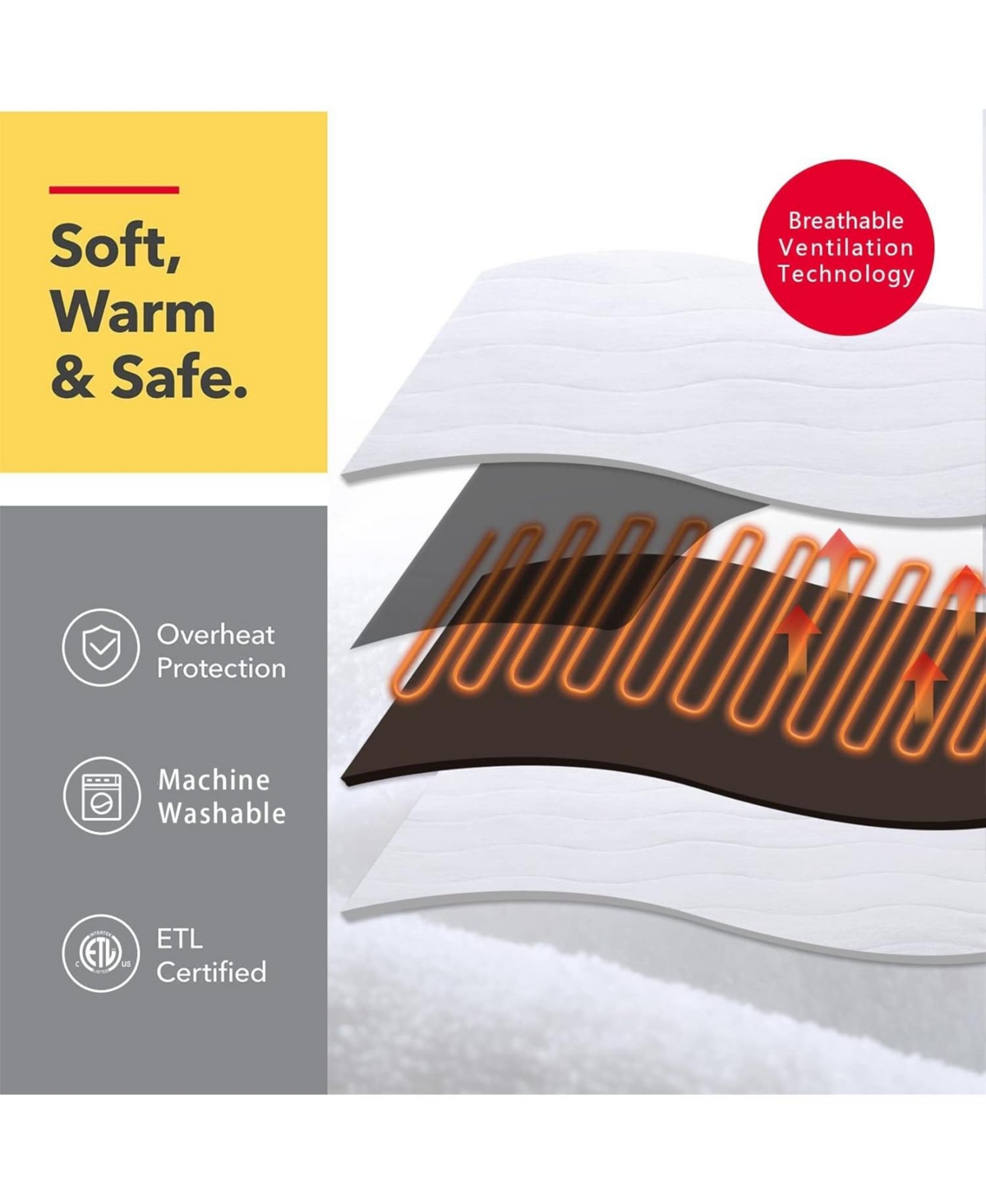 Caromio Size Quilted Electric Heated Mattress Pad (39