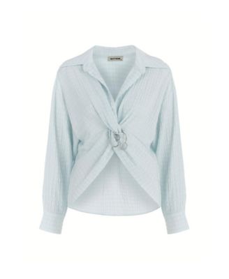 Women's Textured Blouse with Front Knot