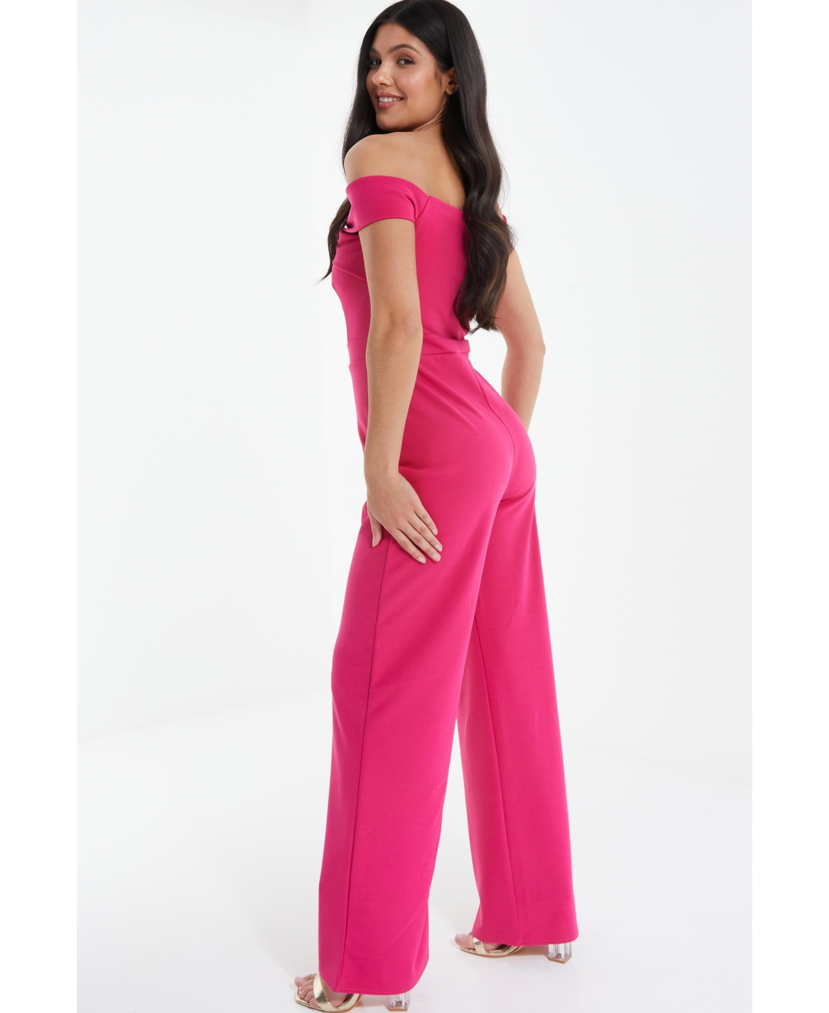 Quiz Women's Scuba Crepe Bardot Palazzo Jumpsuit