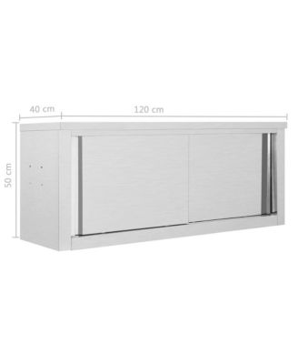 Kitchen Wall Cabinet with Sliding Doors 47.2"x15.7"x19.7" Stainless Steel
