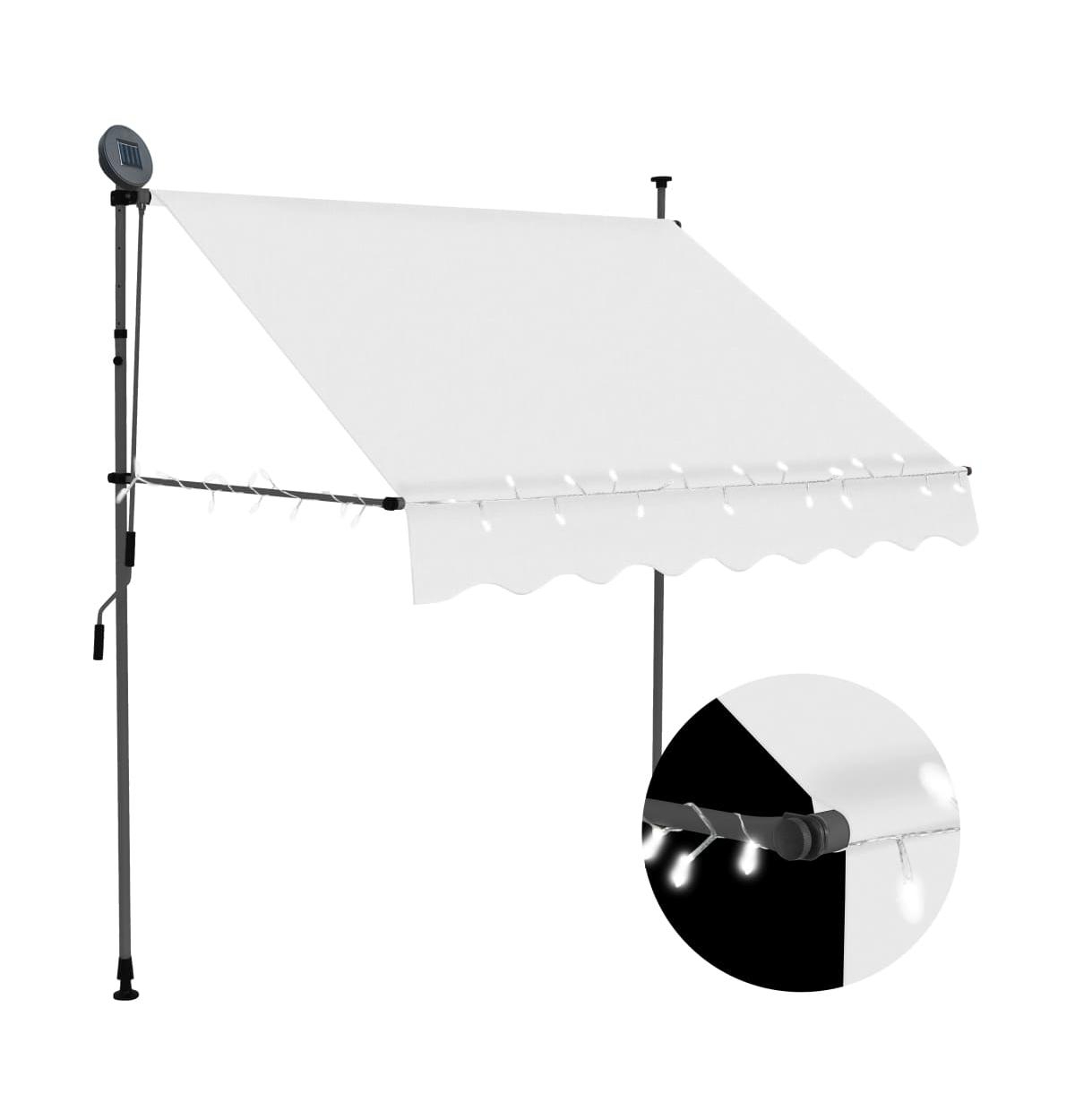 Manual Retractable Awning with Led 78.7" Cream - Open White
