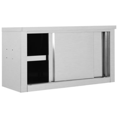 Kitchen Wall Cabinet with Sliding Doors 35.4&amp;quot;x15.7&amp;quot;x19.7&amp;quot; Stainless Steel