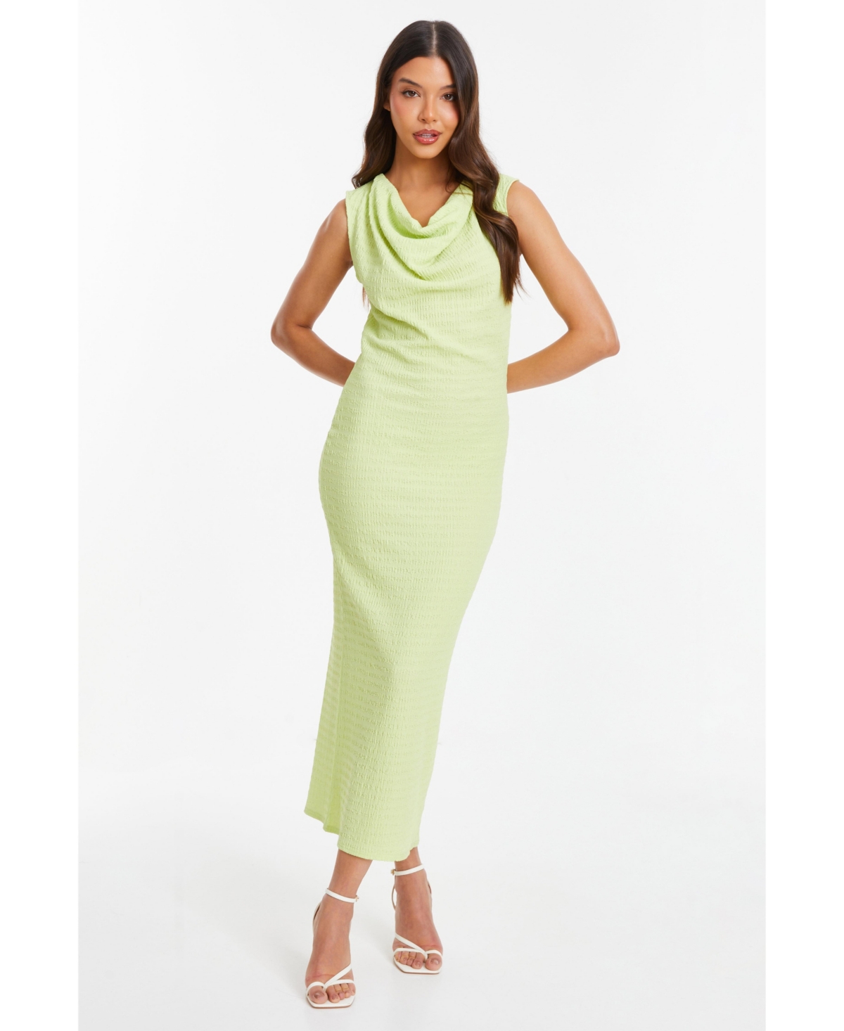 Women's Cowl Neck Midi Dress - Green