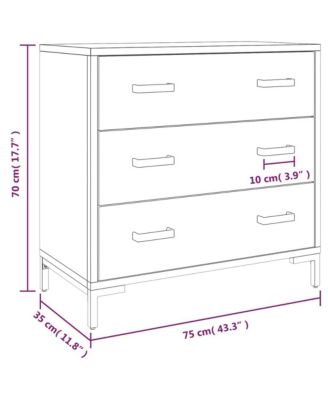 Chest Of Drawers Natural Pine Solid pinewood, engineered wood, metal
