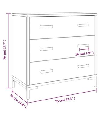 Chest of Drawers Black Solid pine wood, engineered wood, metal