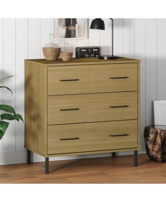 Sideboard with 3 Drawers Brown 30.3"x15.7"x31.3" Solid Wood OSLO