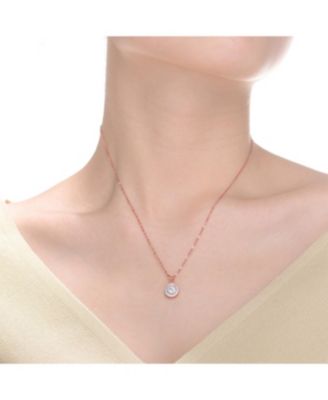 Exclusive White Gold Plated Cubic Zirconia Circle Shaped Pendant Necklace