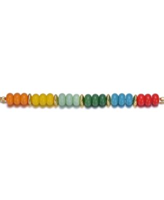 14k Yellow Gold Plated Bracelet with 8.2mm Multi Colored Stone Beads for Kids
