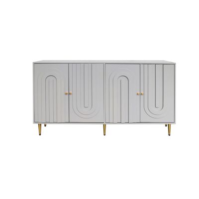 Streamdale Gray Lacquered Wooden Cabinet Server for Multiple Rooms