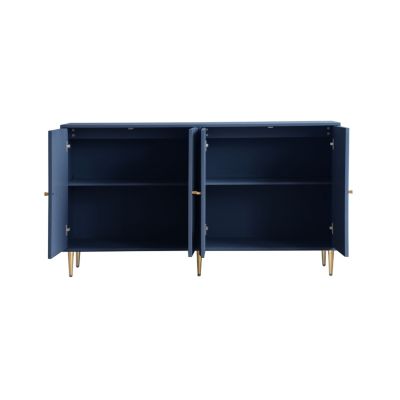 Blue Lacquered 4 Door Wooden Sideboard Buffet Cabinet
