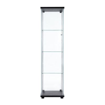 One Door Glass Cabinet Glass Display Cabinet With 4 Shelves
