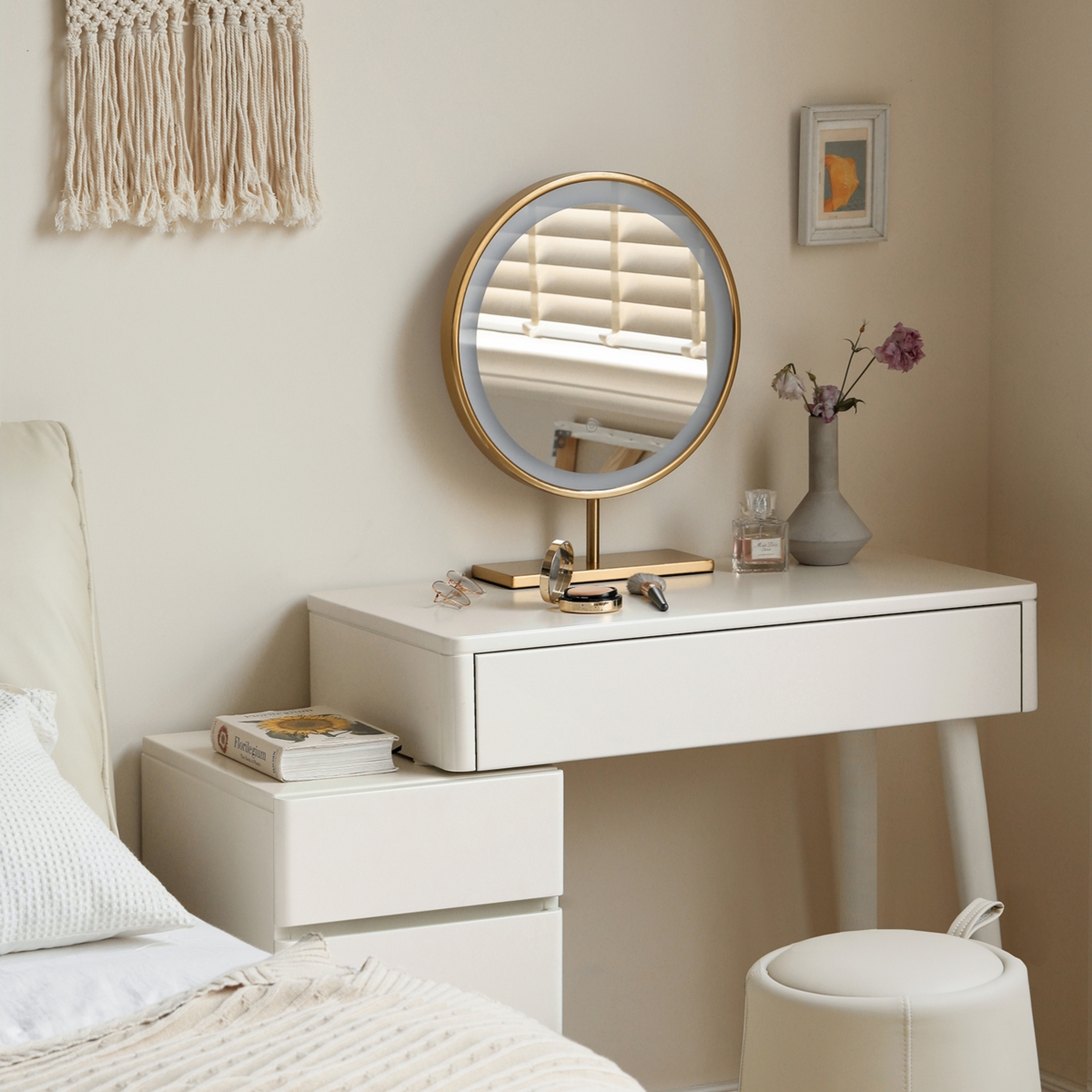 Dresser Table dresser 100% solid Liriodendron Chinense table desk top table dresser compact dresser accessories storage width 80cm storage drawer Whit