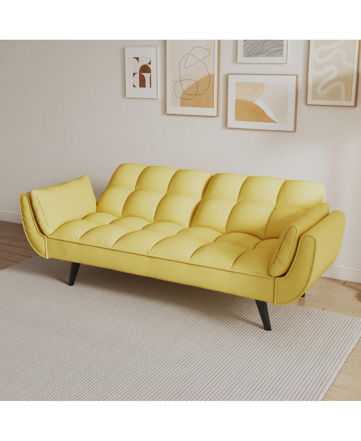 Streamdale Furniture Comfortable 57" Yellow Sofa with Throw Pillow