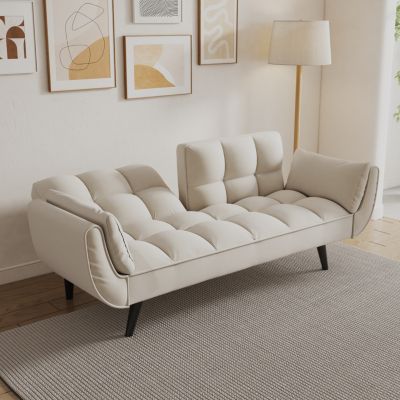 57" Sofa with Throw Pillow & Armrests