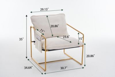 Streamdale Gold-plated Upholstered Armchair with Arm Pockets
