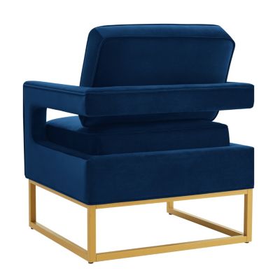 Streamdale Gold Base Navy Velvet Armchair