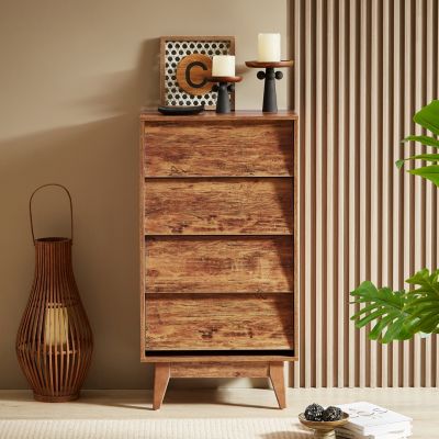 Streamdale 4 Drawer Double Dresser Features Vintage-Style And Bevel Design