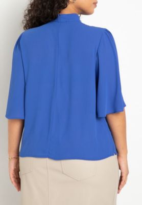 Women's Bow Blouse With Flutter Sleeve