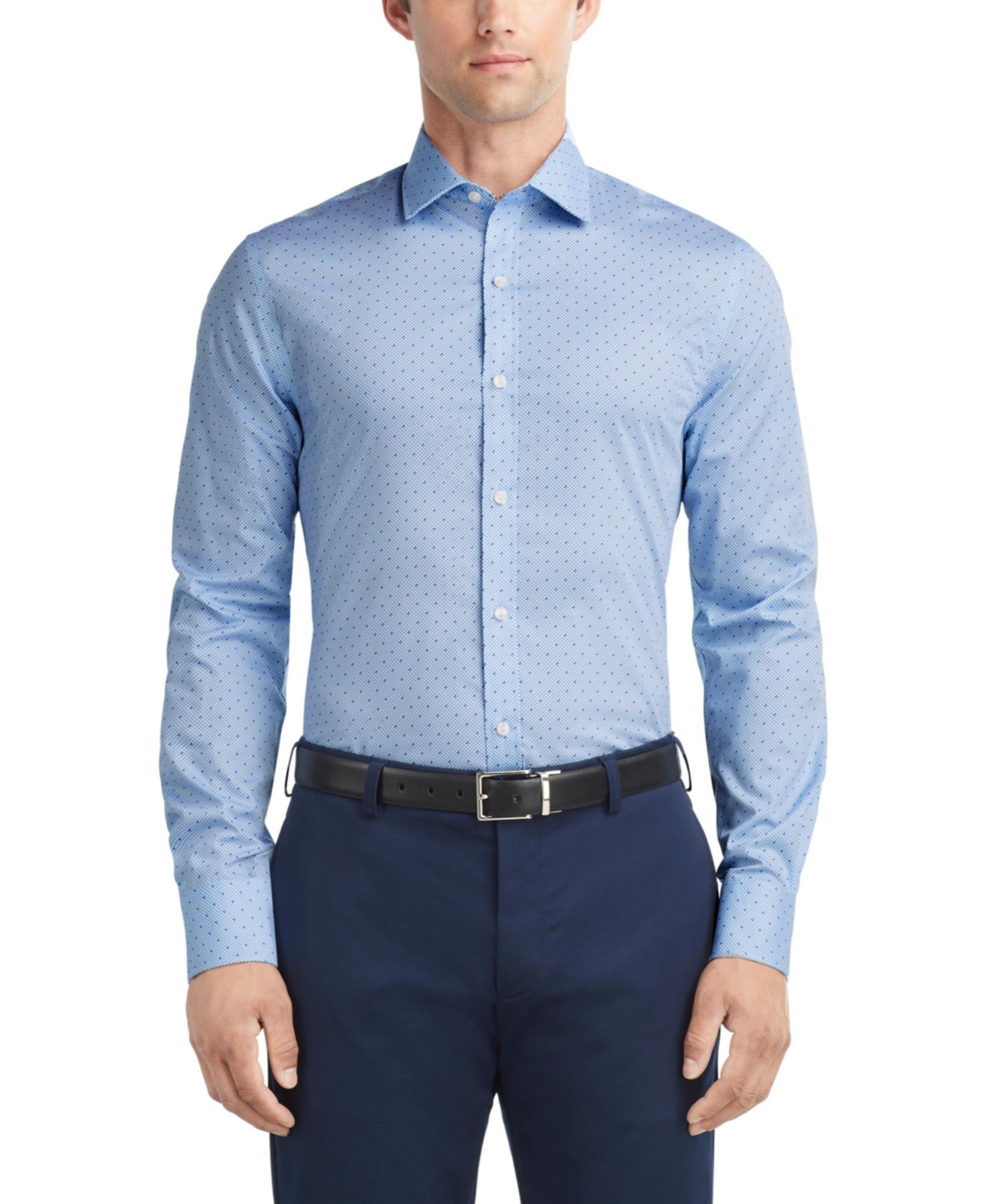 Shop Tommy Hilfiger Men's Regular Fit Wrinkle-free Stretch Twill Dress Shirt In Light Blue