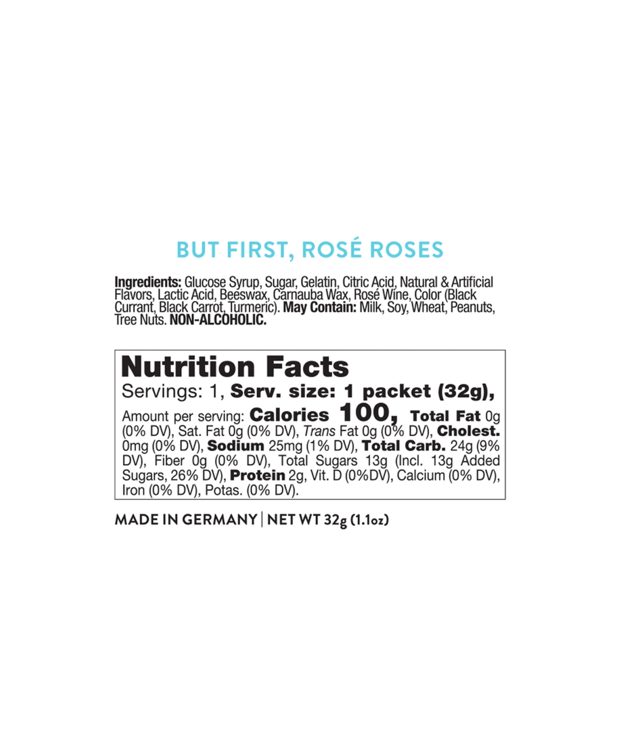 Sugarfina But First, Rose Roses Candy Taster Party Pack, 24 Pack In Blue